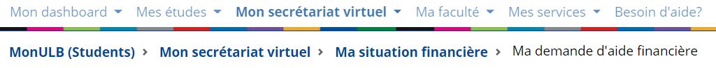 MonULB - mon secrétariat virtuel - ma situation financière - ma demande d'aide financière 