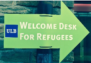 welcome desk for refugees